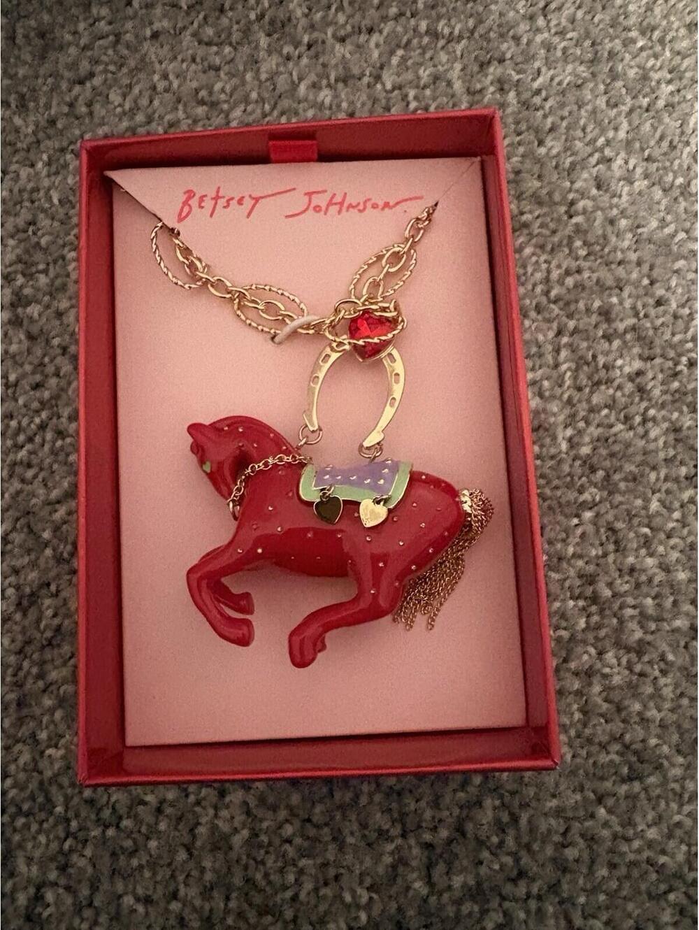 NEW Betsey Johnson Year of the Horse Pendant Necklace NIB